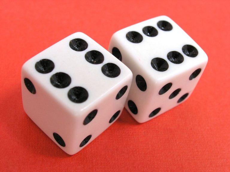 Lucky Dice showing a pair of sixes.