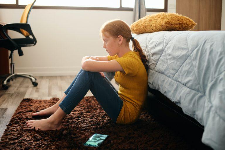 Preteen Bullied Girl Feeling Lonely And Sad At Home